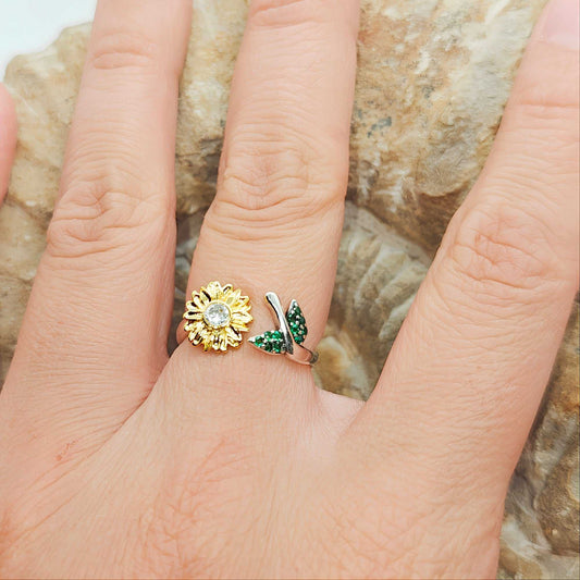 Anillo Flor del Sol-Plata